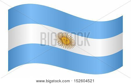 Argentinian national official flag. Argentine Republic patriotic symbol banner element background. Flag of Argentina waving on white background vector illustration