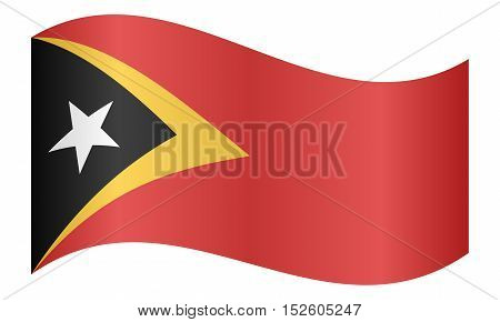 East Timorese national official flag. Patriotic symbol banner element background. Correct colors. Flag of East Timor waving on white background vector illustration