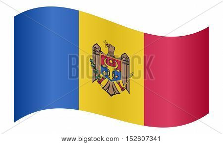 Moldovan national official flag. Patriotic symbol banner element background. Correct colors. Flag of Moldova waving on white background vector illustration