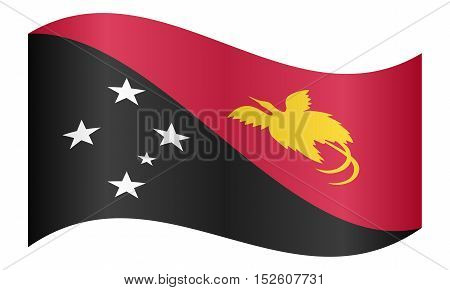 Papua New Guinean national official flag. Papuan patriotic symbol banner element background. Correct colors. Flag of Papua New Guinea waving on white background vector illustration