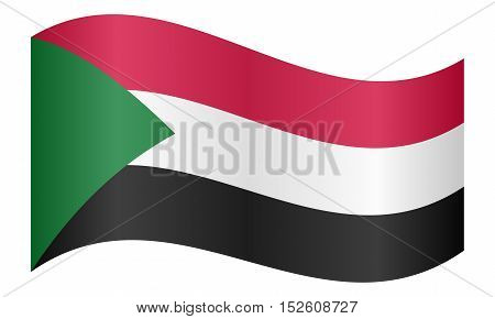 Sudanese national official flag. African patriotic symbol banner element background. Correct colors. Flag of Sudan waving on white background vector illustration