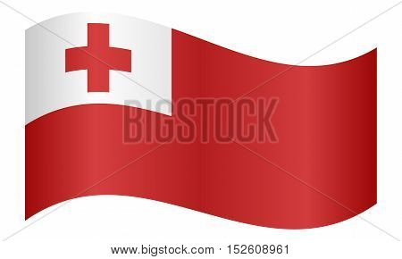 Tongan national official flag. Patriotic symbol banner element background. Correct colors. Flag of Tonga waving on white background vector illustration