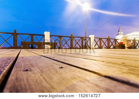 Landscape of a pier at night in Tamshui Taiwan