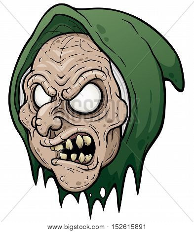 Vector illustration of Cartoon Old Witch face