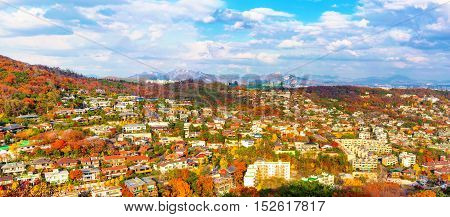Panoramic view of Northern Seoul from a mountain top