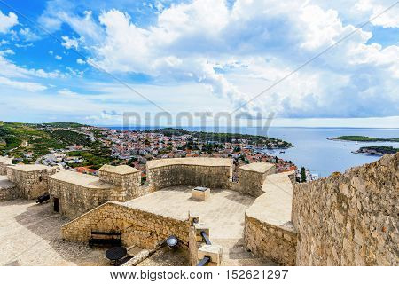Spanjola fortress ancient architecture with Hvar island view
