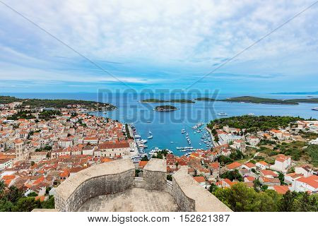 High view of Hvar Island from Spanjola fortress