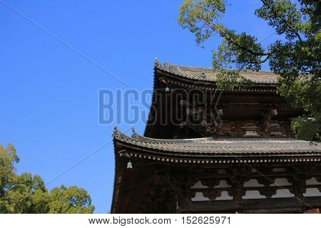 The wooden architecture of To-ji Temple in kyoto