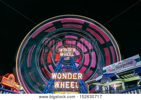 coney island wonder wheel in the summer time