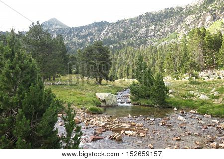 View Of Llubriqueto Valley In National Park Aiguestortes, Catalonia, Spain
