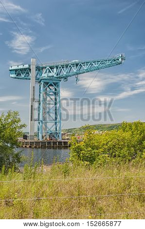 The large Titan crane that sits alone at the now demolished site of John Brown's shipyard in Clydebank. The crane was the first of its kind in the world.
