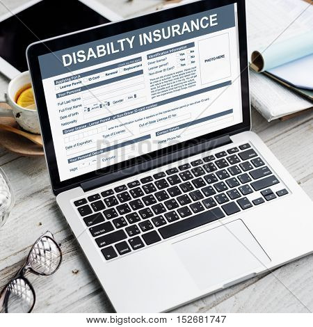 Disability Insurance Form Contract Concept