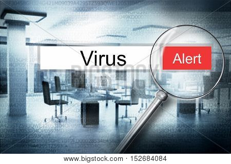 reading the word virus browser search security alert 3D Illustration