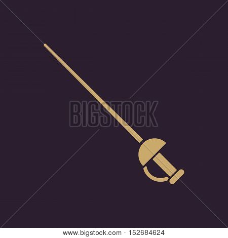The sword icon. Epee symbol. Flat Vector illustration