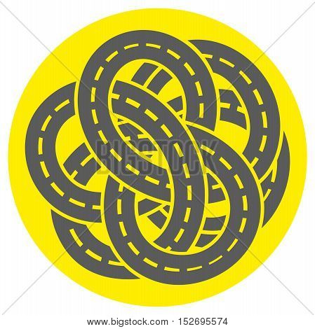icon of a tagled road markings. road junction