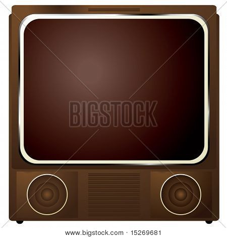 vroege televisie in een houten doos en retro styling
