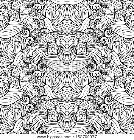 Vector Seamless Monochrome Ornate Pattern