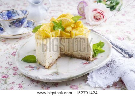 Lemon Cheesecake on Plate