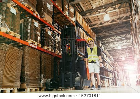 Warehouse logitics work being done with forklift