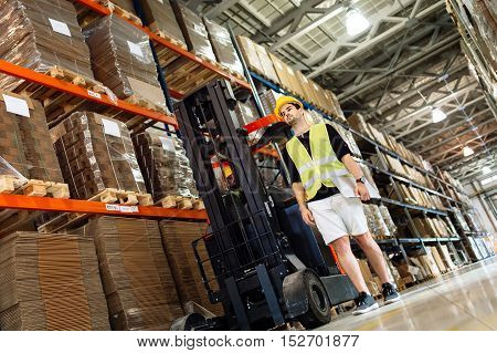 Warehouse logitics work being done with forklift