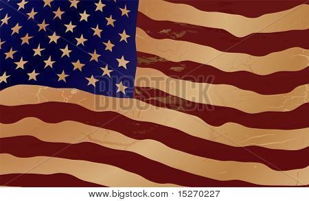 Close-up da bandeira americana em tons envelhecidos de marrom