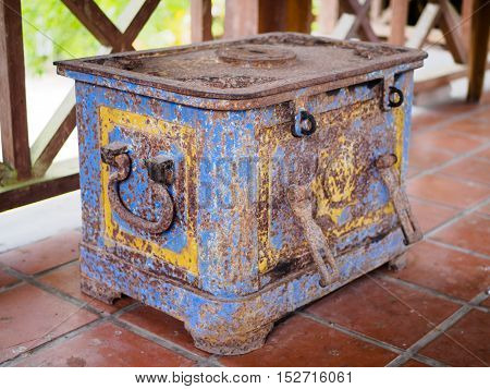 Old iron chest at Suan Nai Dum Chumphon Thailand