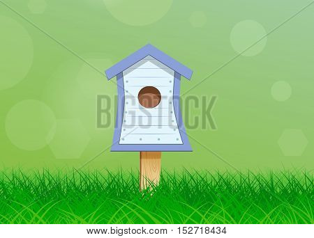 Wooden birdhouse for birds for header design - vector illustration