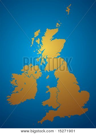 En illustration af et kort over de Forenede kingdon og Irland