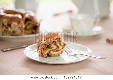 Honey cake with almonds for tea time