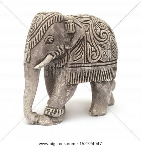 Elephant figurine isolated on white background. Flat.