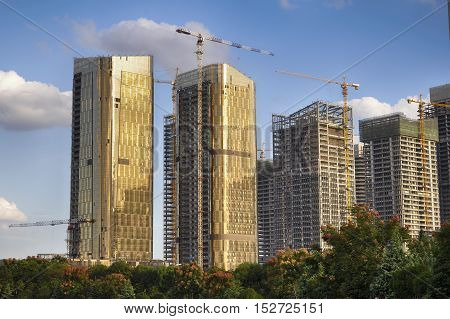 construction phase of the complex high-rise buildings.China.Yiwu