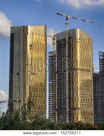 construction phase of the complex high-rise buildings.China.Yiwu