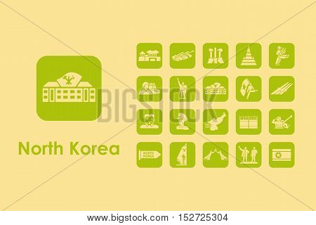 It is a set of North Korea simple web icons