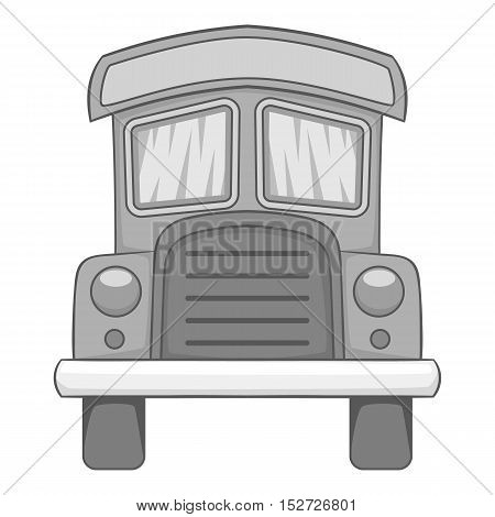 School bus icon. Gray monochrome illustration of school bus vector icon for web
