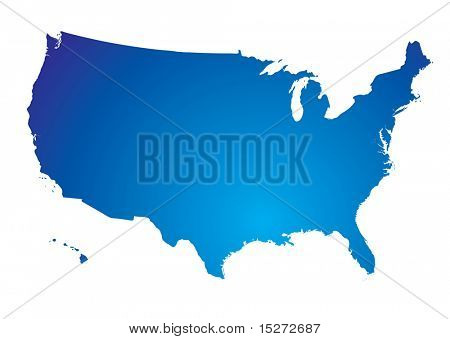 Illustratie van de Noord-Amerikaanse landmassa in blauw