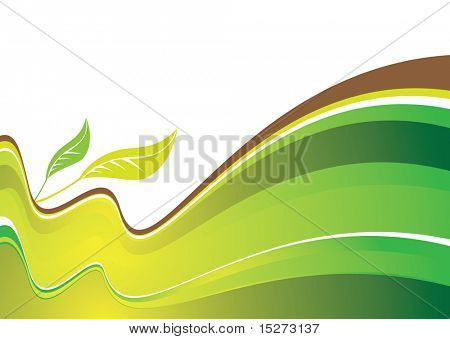 Folhas verdes colinas abstrata com dois