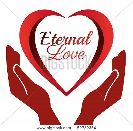 card valentines day hand holdinh heart eternal love vector illustration eps 10