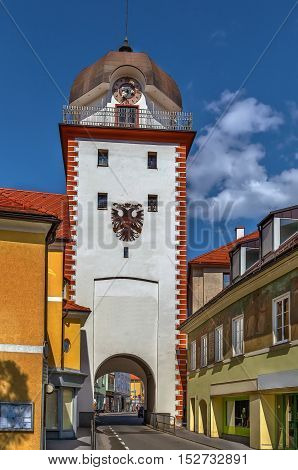 Schwammerlturm is historical town gate in Leoben Austria