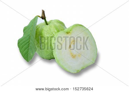 Fresh guava with leaf isolated on white background