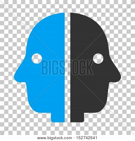 Blue And Gray Dual Face toolbar pictogram. Vector pictogram style is a flat bicolor symbol on chess transparent background.