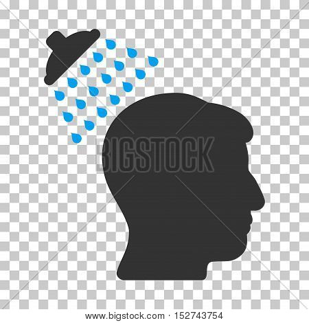 Blue And Gray Head Shower interface icon. Vector pictogram style is a flat bicolor symbol on chess transparent background.