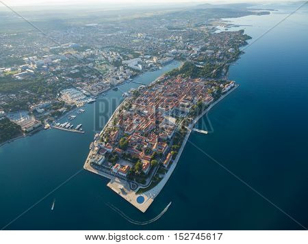Aerial view of the old city of Zadar in Croatia.