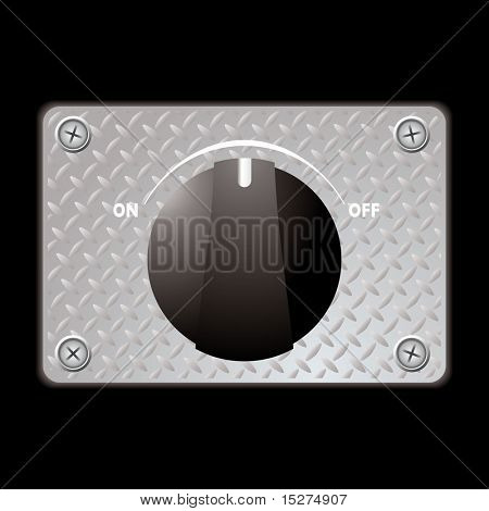 Interruptor de plástico negro con plateado de metal con tornillos