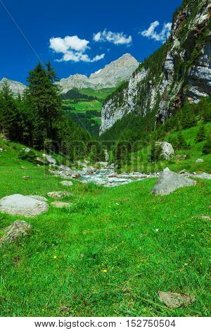 Rapid Stream In Klausen Pass, Switzerland