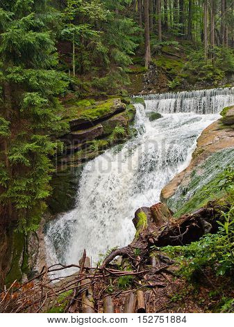 Szklarka waterfall - the second highest waterfall in the Polish Giant Mountains, Europe