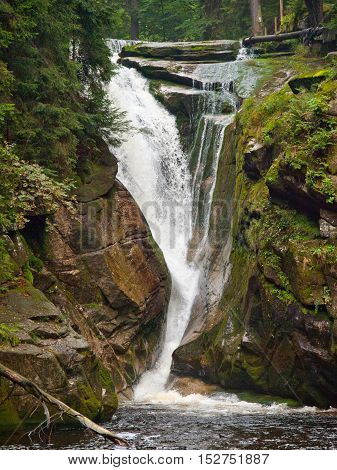 Szklarka waterfall - the second highest waterfall in the Polish Giant Mountains, Europe