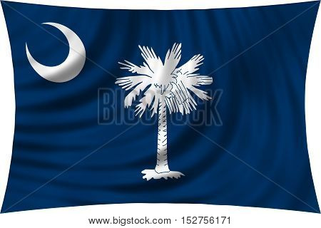 Flag of the US state of South Carolina. American patriotic element. USA banner. United States of America symbol. South Carolinian official flag waving isolated on white 3d illustration