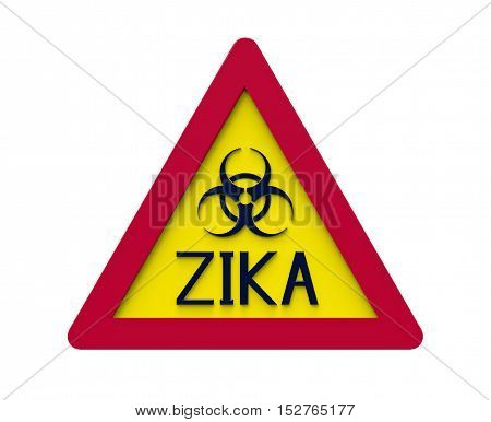 Zika biohazard sign isolated on white 3d rendering