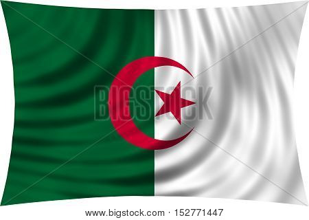Algerian national official flag. African patriotic symbol banner element background. Correct colors. Flag of Algeria waving isolated on white 3d illustration