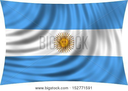 Argentinian national official flag. Argentine Republic patriotic symbol banner element background. Flag of Argentina waving isolated on white 3d illustration